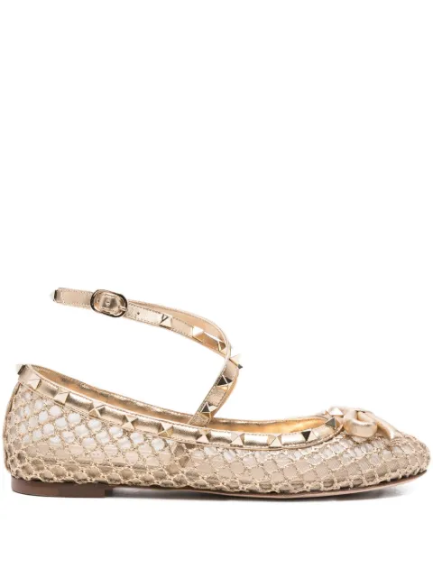 Valentino Garavani Pre-Owned حذاء باليرينا 'روكستد' شبك