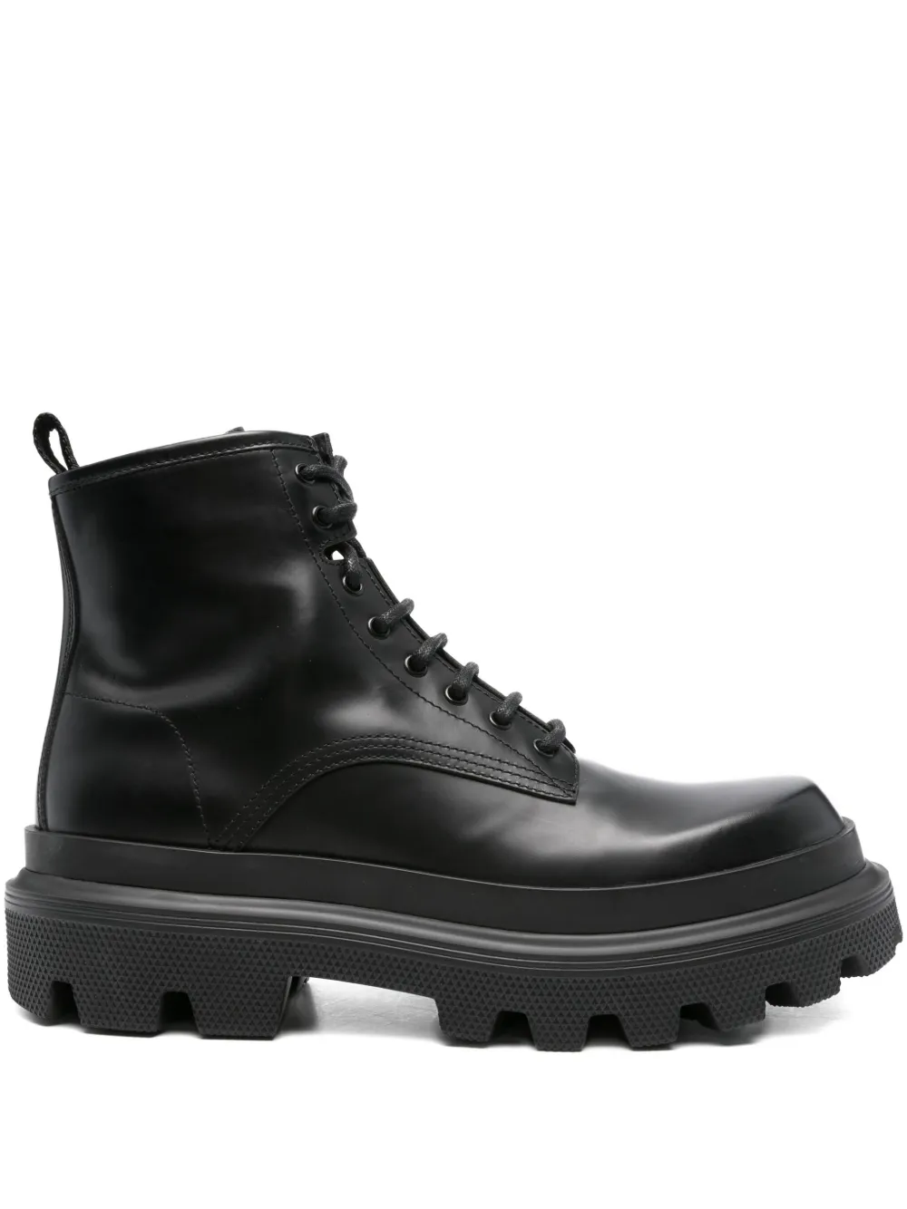 logo-plaque leather boots