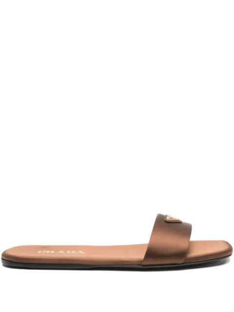 Prada Pre-Owned triangle-logo satin slides