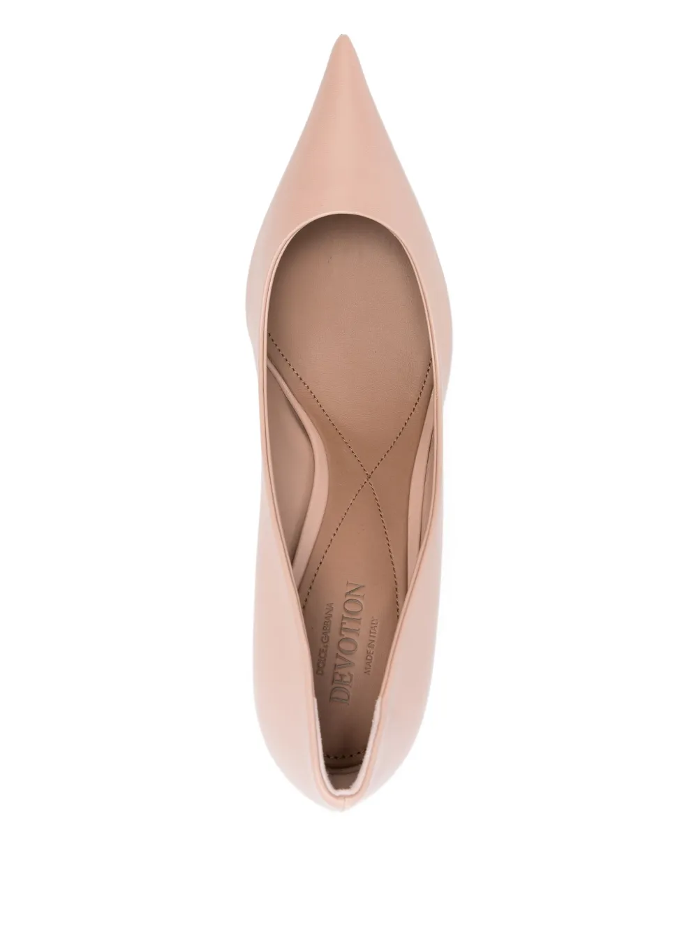 Pre-owned Dolce & Gabbana 80mm Pointed-toe Leather Pumps In Neutral