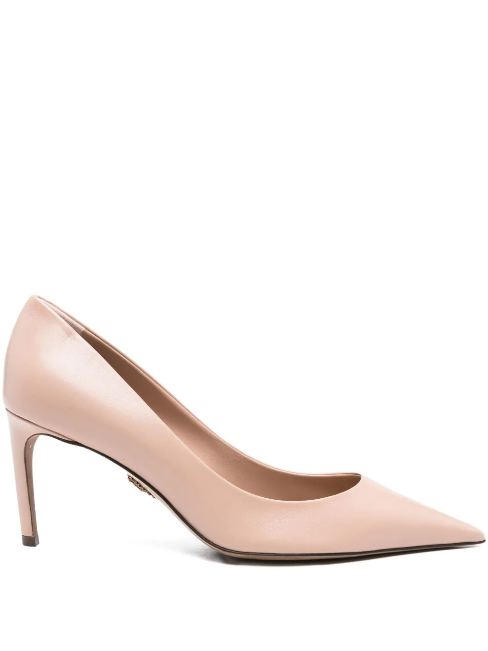 Pre-owned Dolce & Gabbana 80mm Pointed-toe Leather Pumps In Neutral