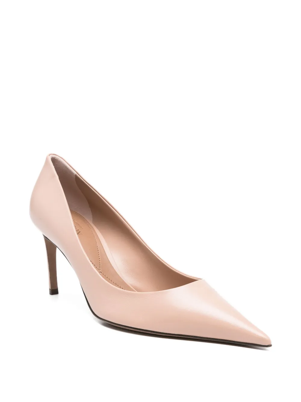 Pre-owned Dolce & Gabbana 80mm Pointed-toe Leather Pumps In Neutral