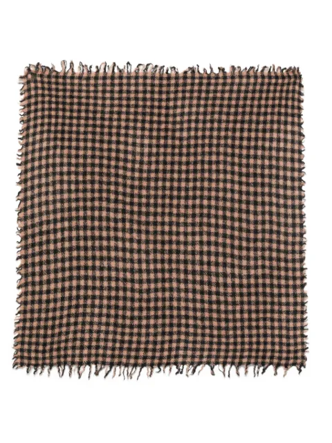 Faliero Sarti gingham-check frayed-edge scarf