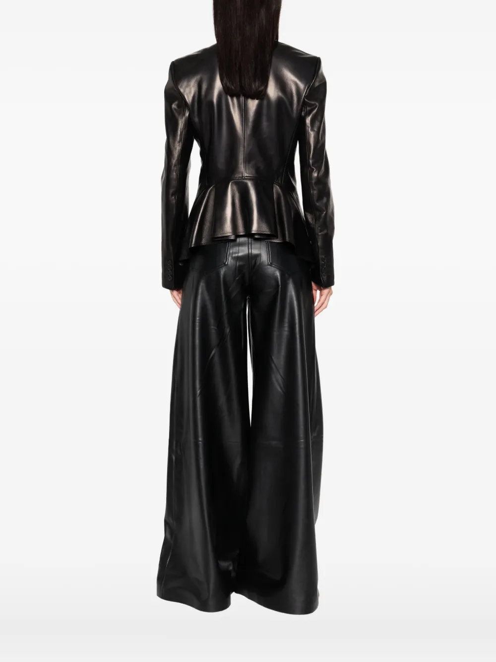 Alexander McQueen single-breasted calfskin leather jacket Zwart