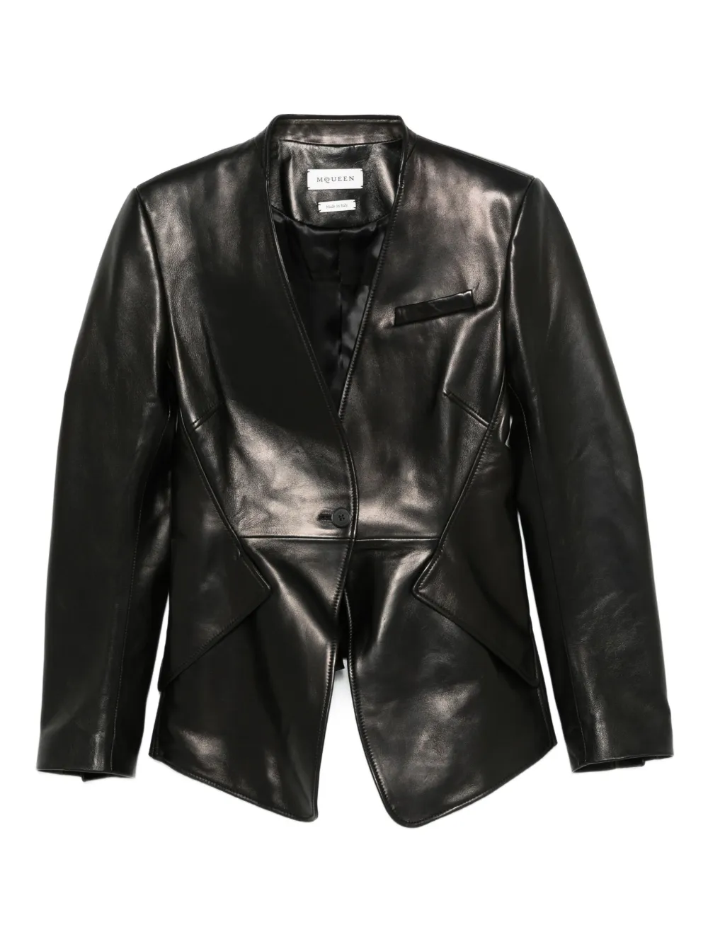 Alexander McQueen single-breasted calfskin leather jacket Zwart