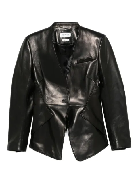 Alexander McQueen single-breasted calfskin leather jacket