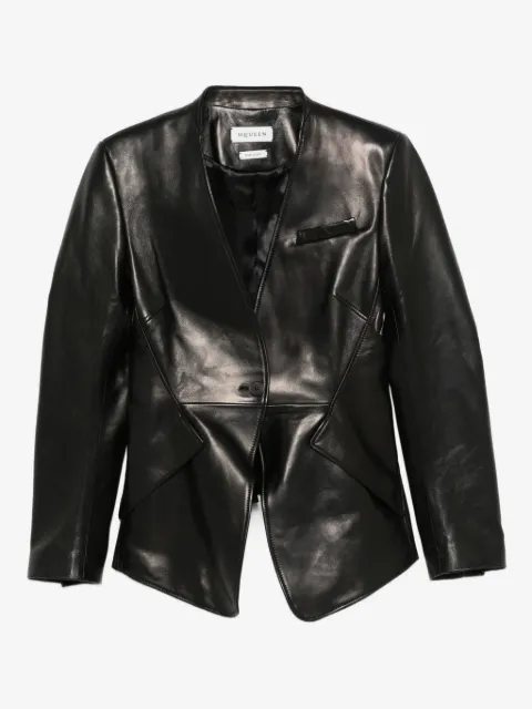 Alexander McQueen single-breasted calfskin leather jacket