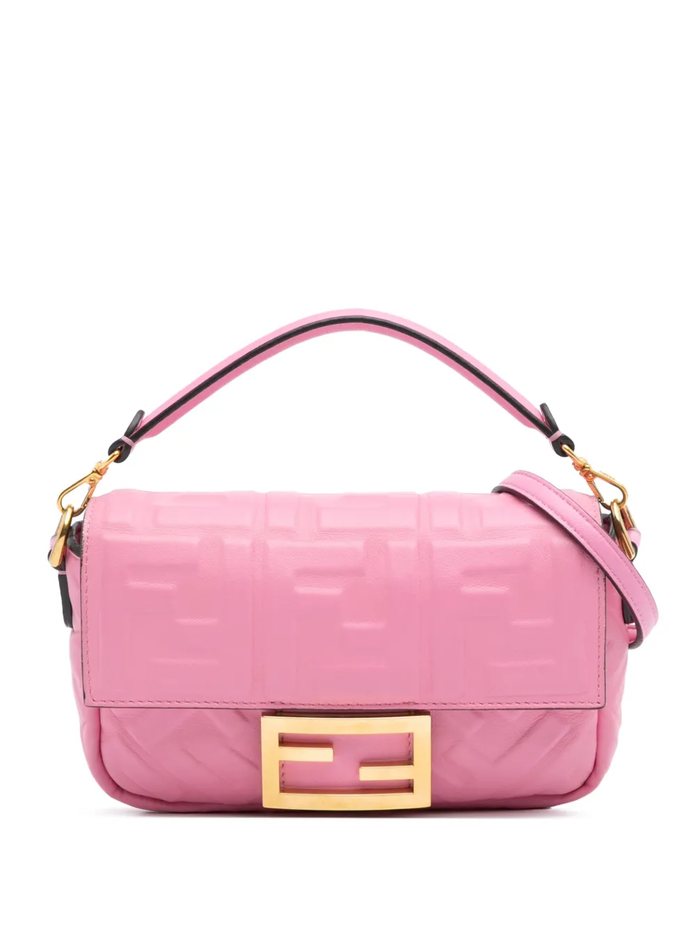 Fendi Pre-Owned 2010-2025 Mini Zucca Embossed Leather Baguette satchel | Pink | Image 1
