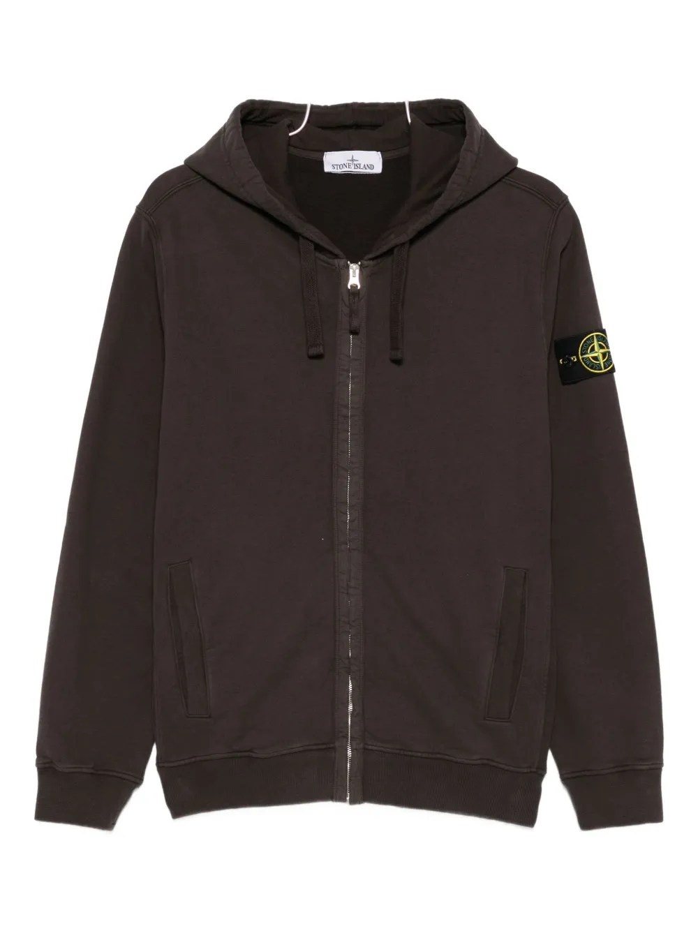 Stone Island Zip-up Hoodie In Brown