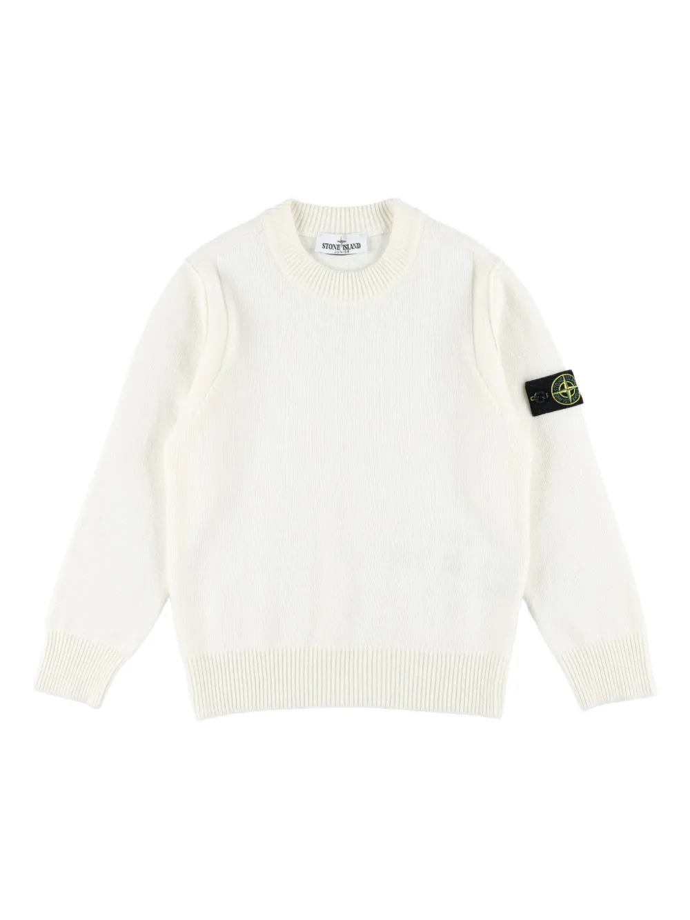 Stone Island Junior Compass-badge crew-neck sweater Wit
