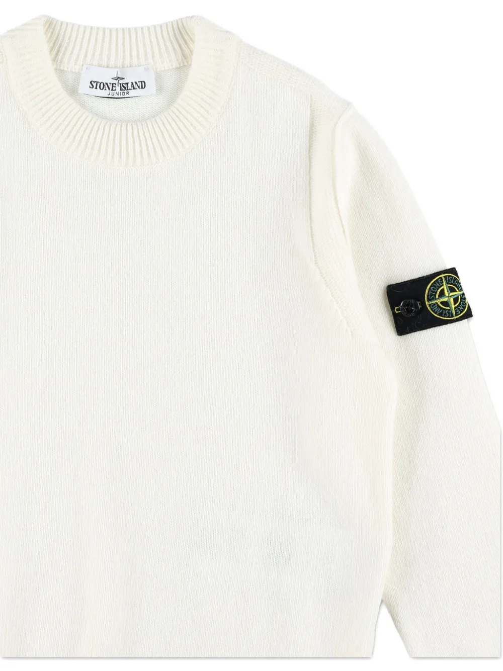 Stone Island Junior Compass-badge crew-neck sweater Wit