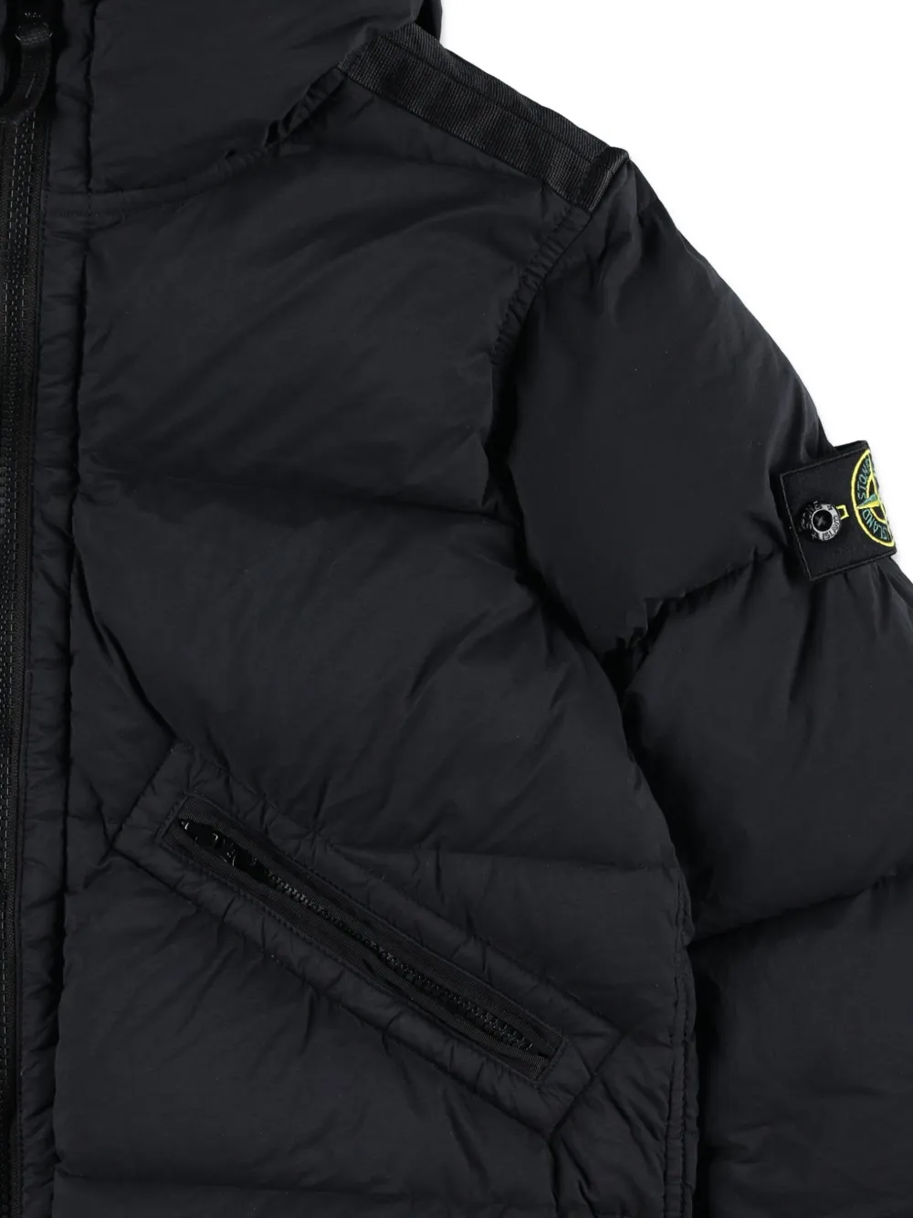 Stone Island Junior hooded puffer jacket Zwart