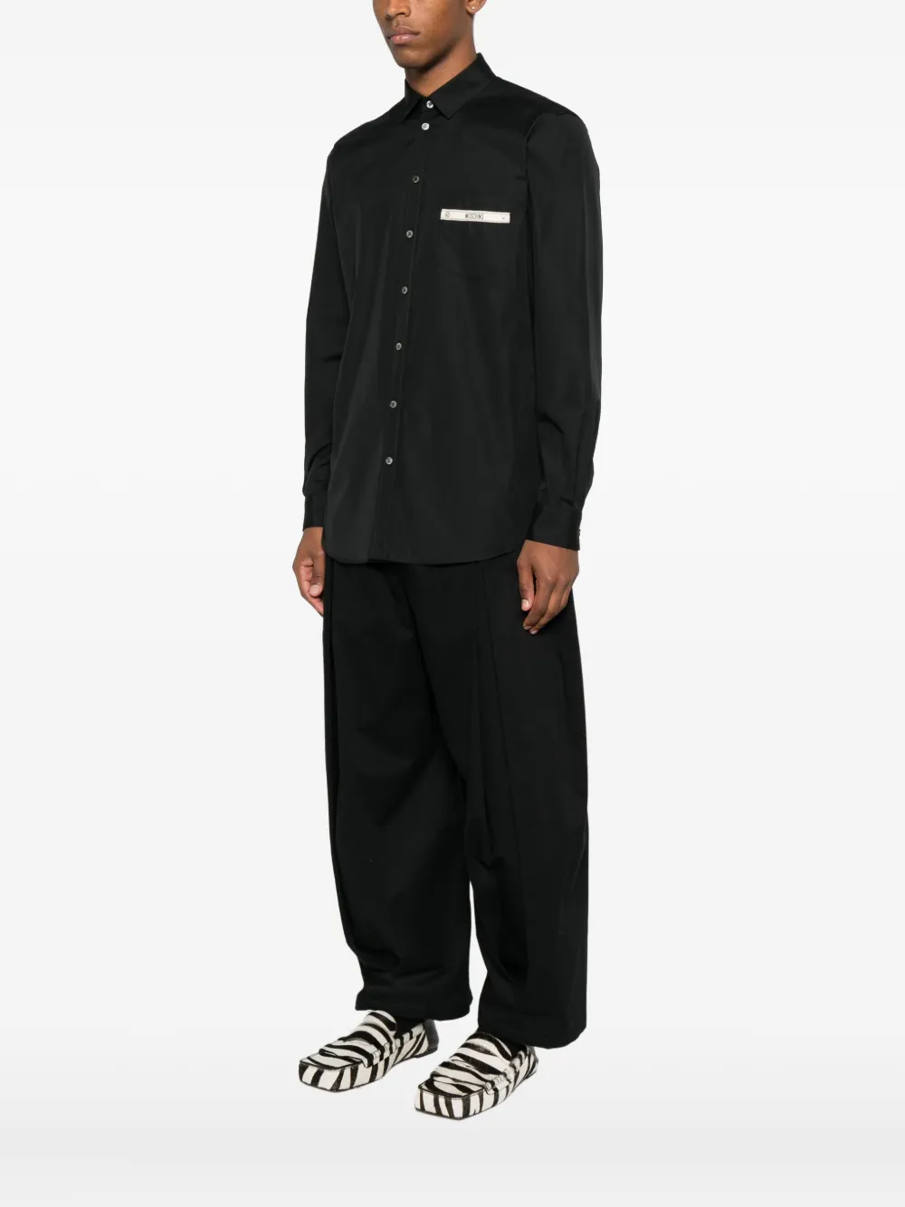 Moschino logo-detail pocket shirt Zwart