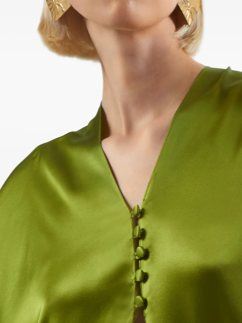 Taller Marmo Azores blouse met ballonmouwen en knopen Groen