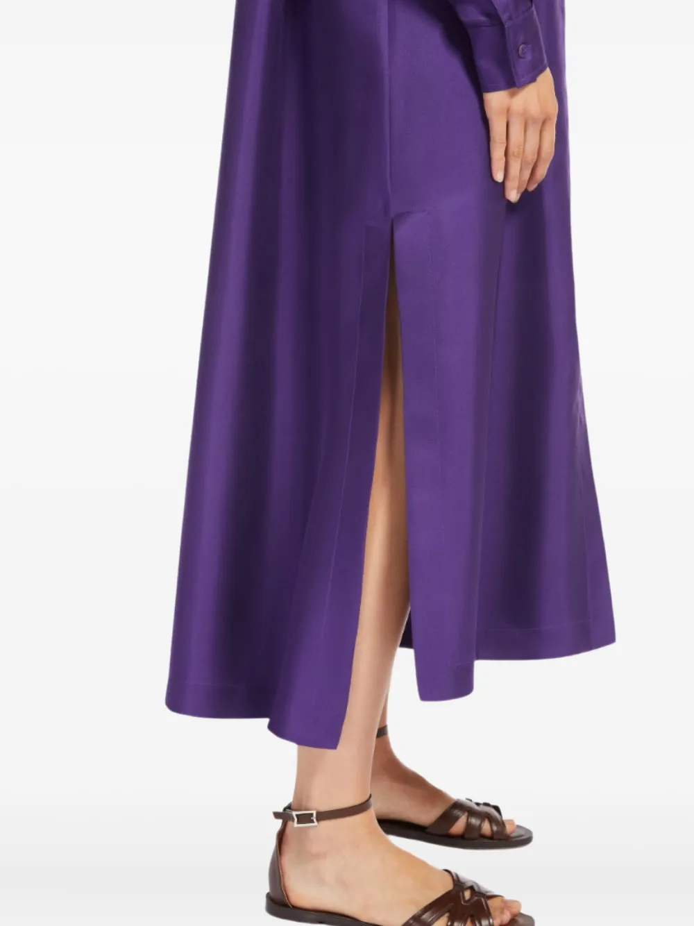 Max Mara Long-sleeve Shirt Midi Dress In Purple