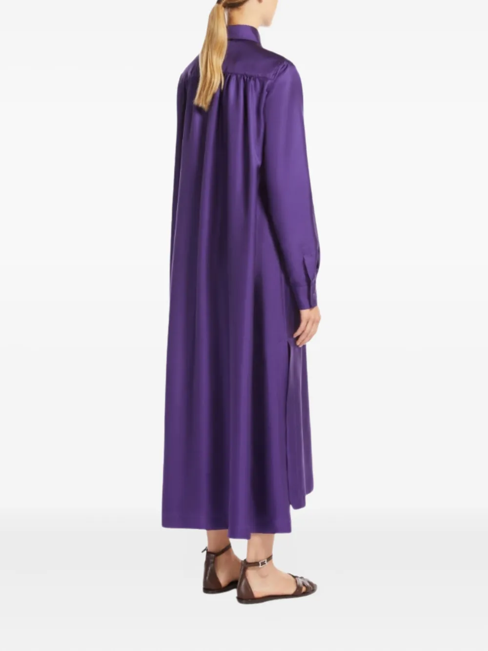 Max Mara Long-sleeve Shirt Midi Dress In Purple