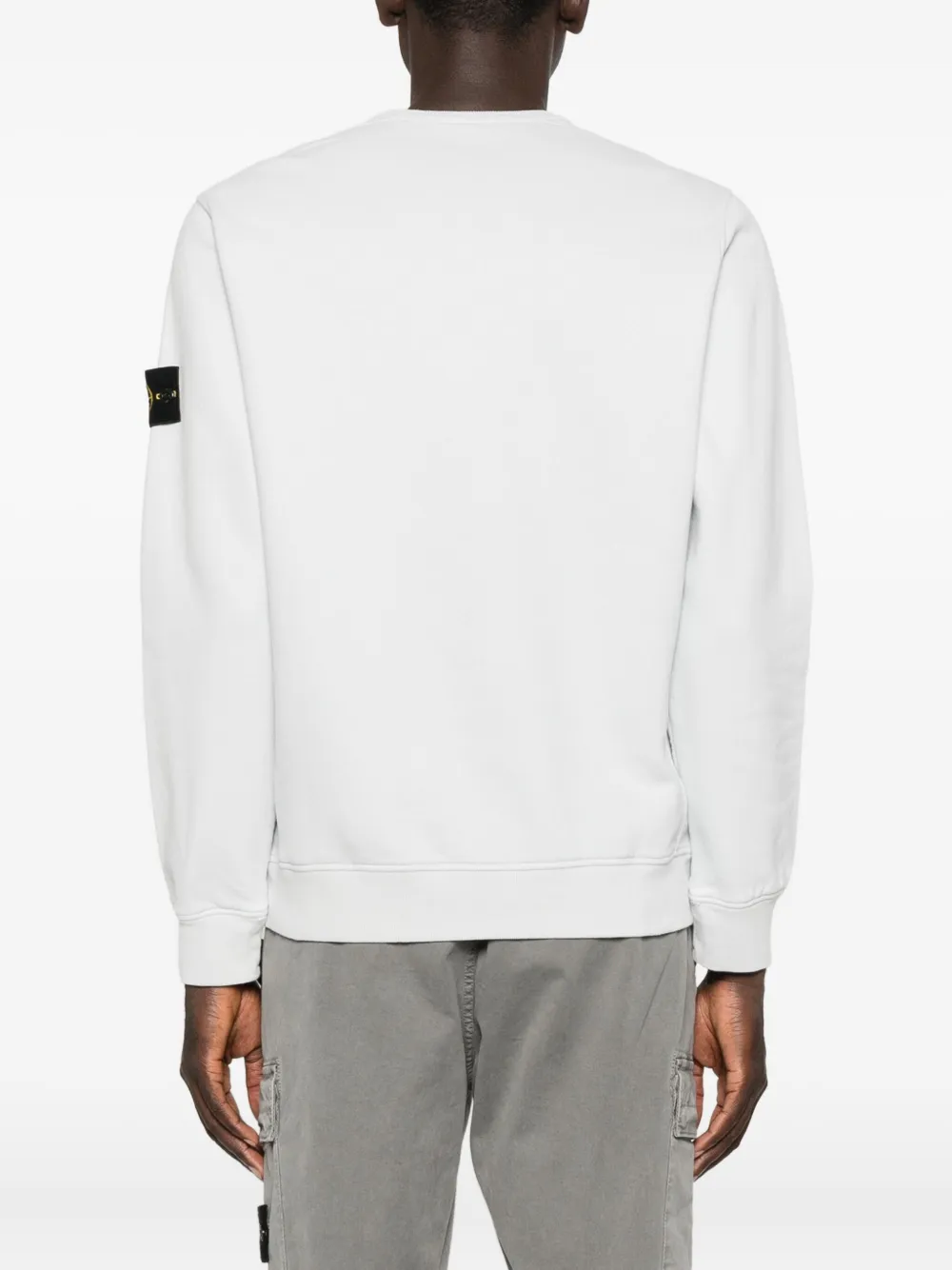Stone Island Regular-fit Crewneck Sweatshirt With Elasticated Cuffs In White