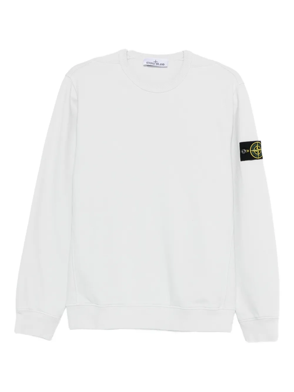 Stone Island Regular-fit Crewneck Sweatshirt With Elasticated Cuffs In White