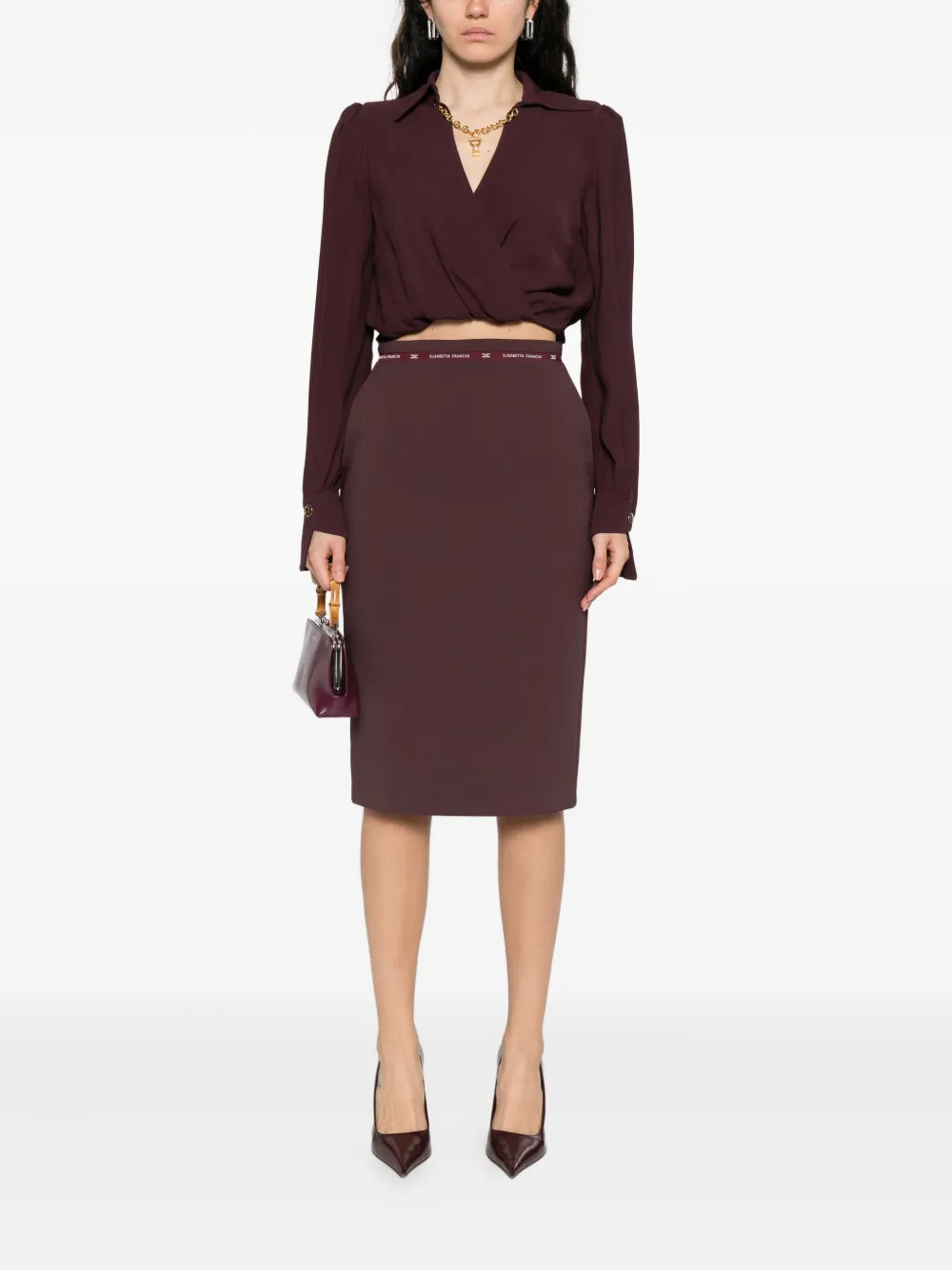 Elisabetta Franchi waistband-detail pencil skirt Bruin