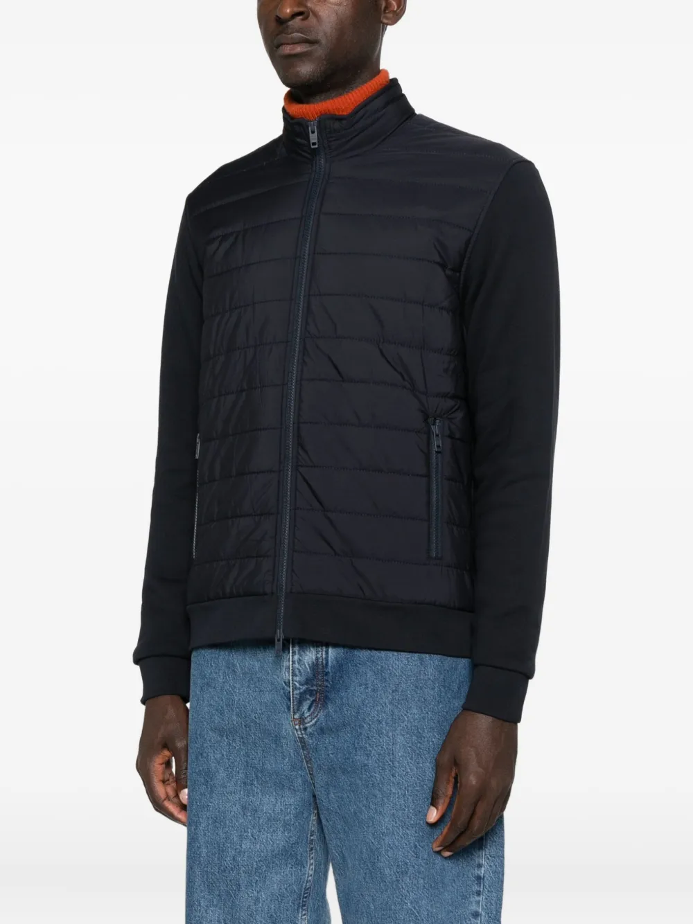 Fay Quilted-panelled Jacket In Blue