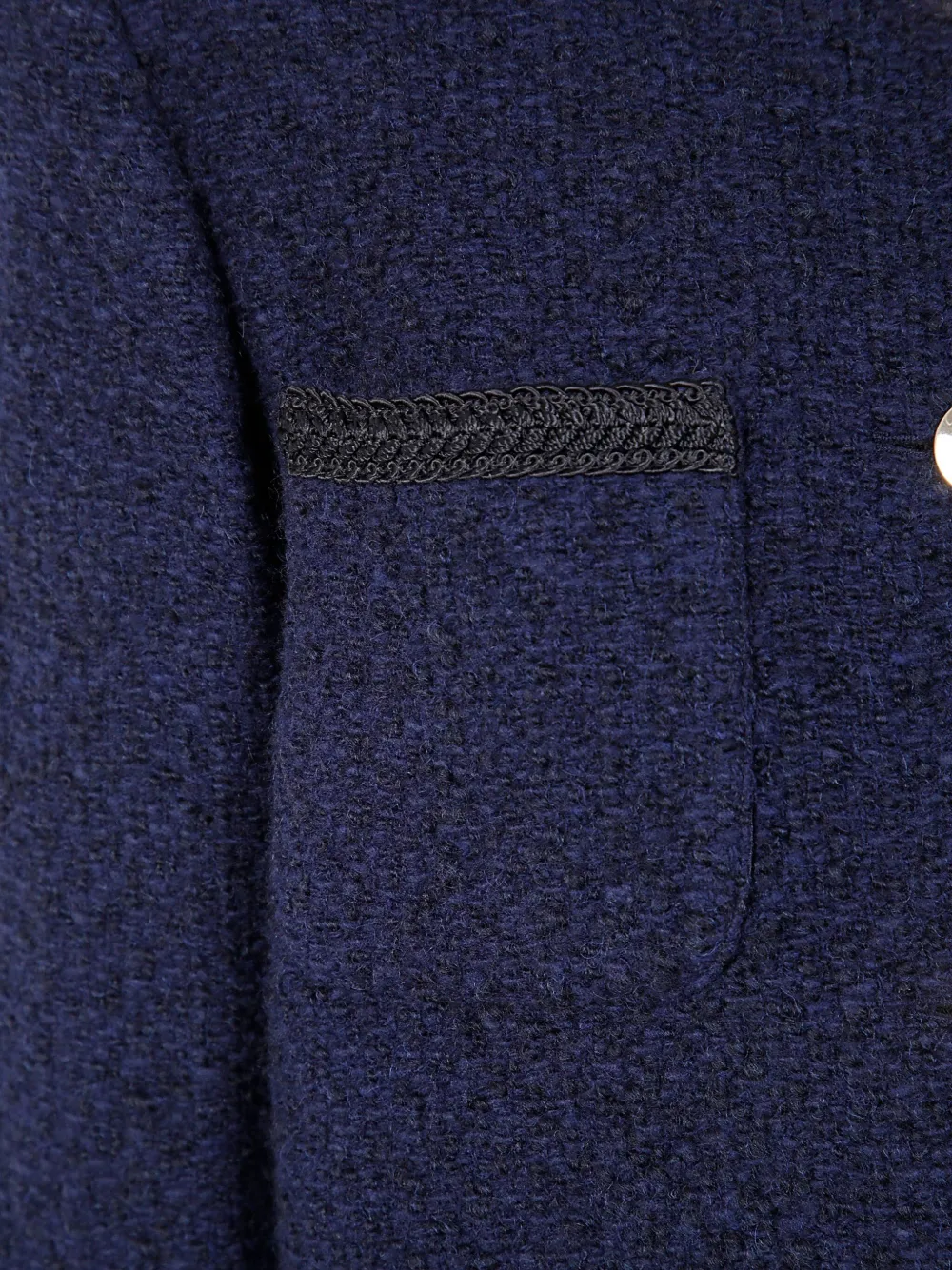 Semicouture Ricarda braided-trimmed wool jacket Blauw