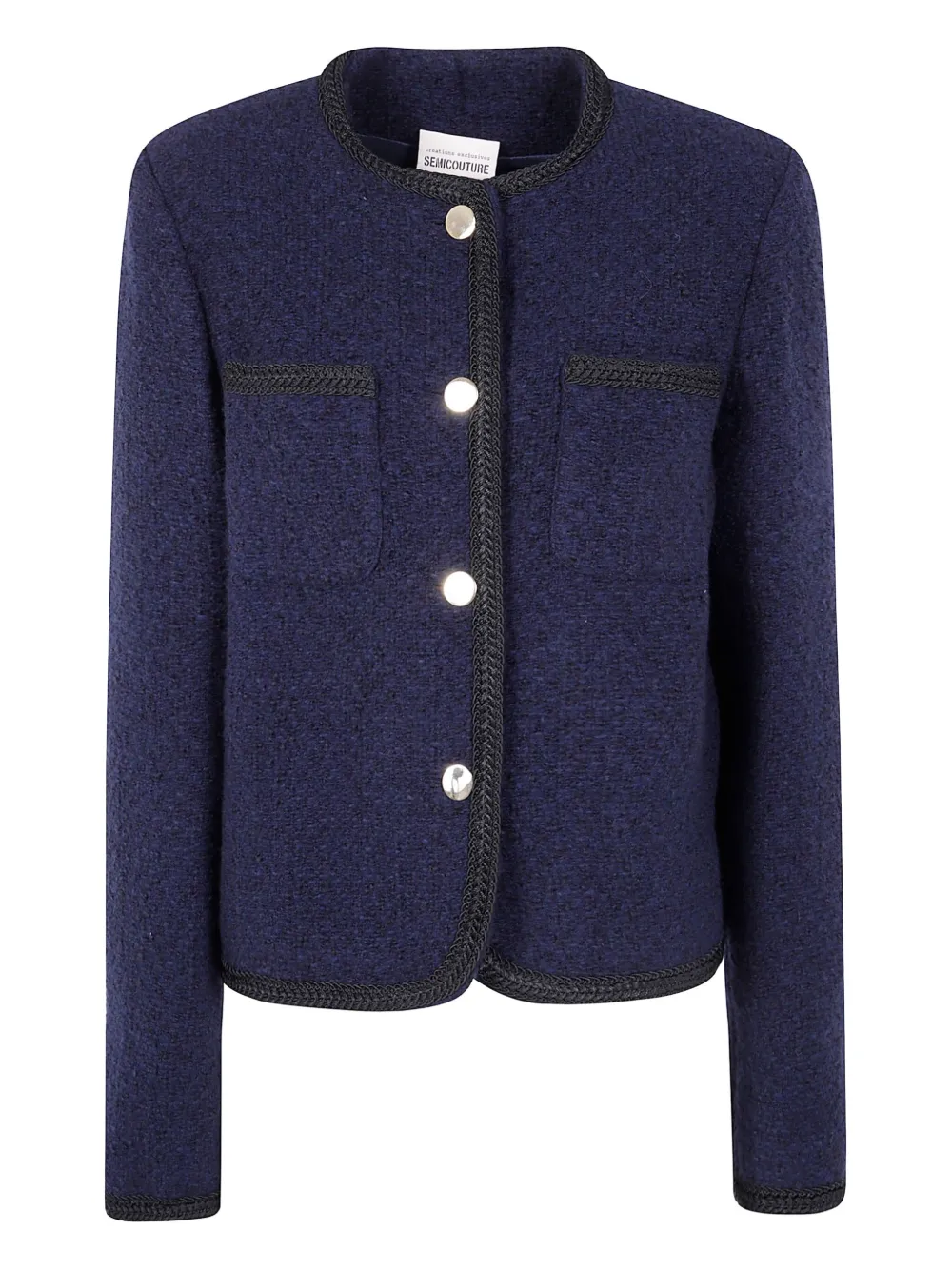 Semicouture Ricarda braided-trimmed wool jacket Blauw