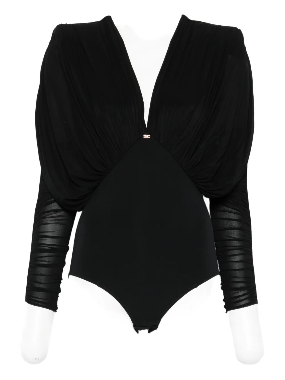 Elisabetta Franchi pleated-shoulder bodysuit Zwart