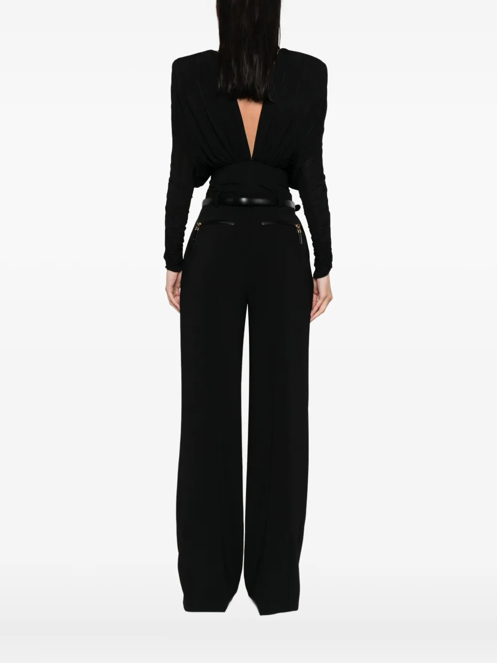 Elisabetta Franchi pleated-shoulder bodysuit Zwart