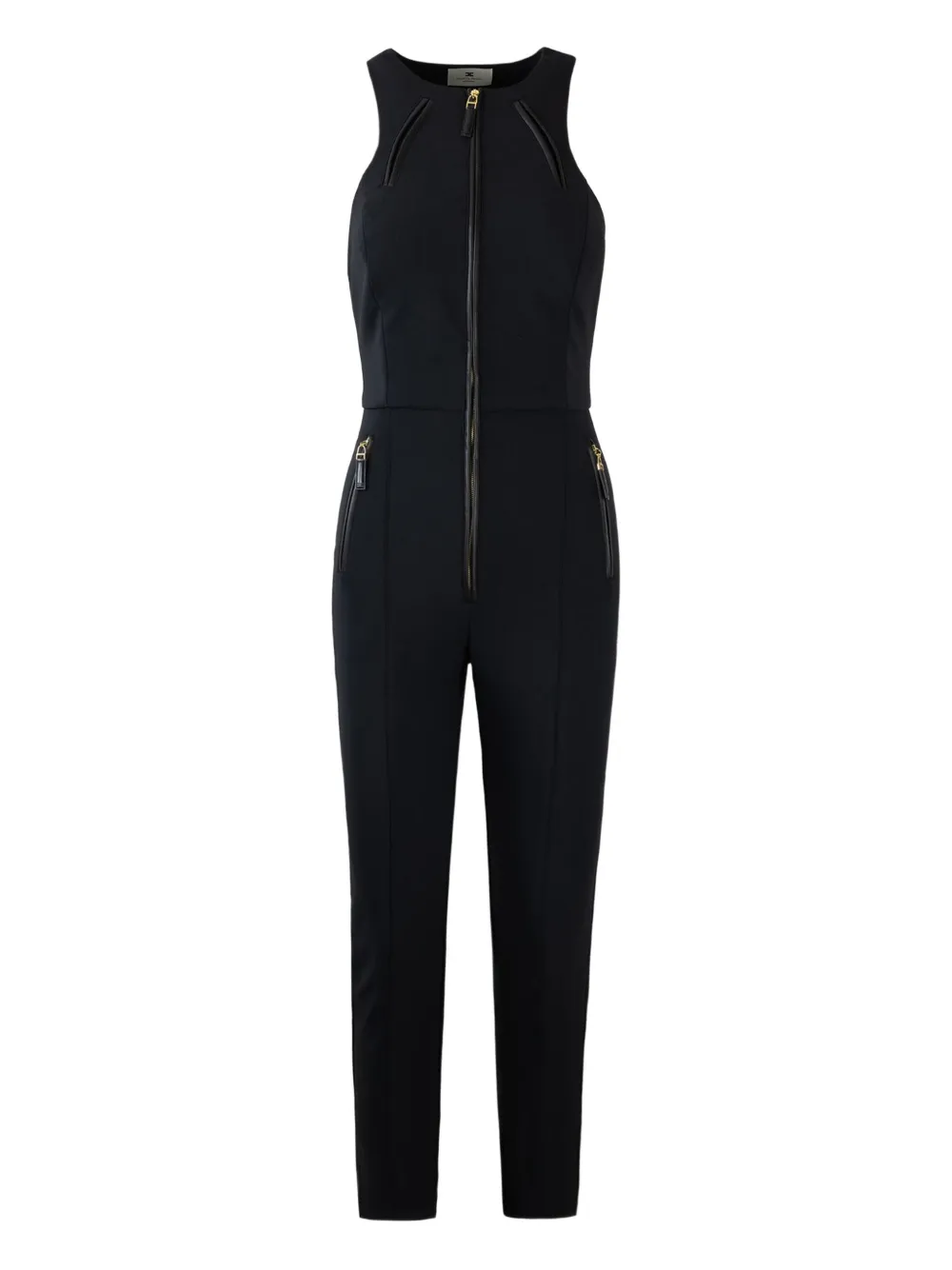 Elisabetta Franchi zip-front halterneck jumpsuit Zwart