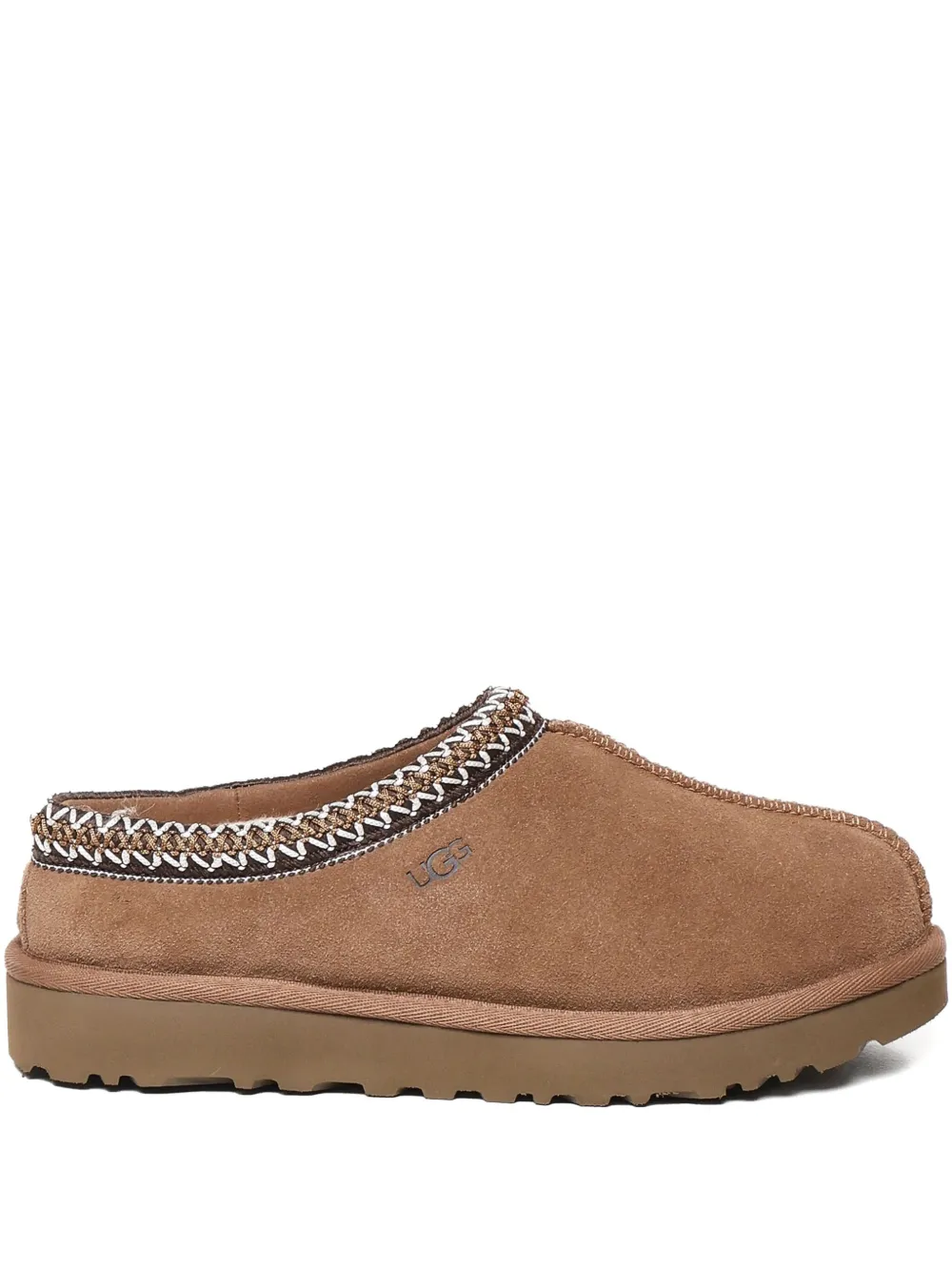 UGG braided-trim suede slippers Brown