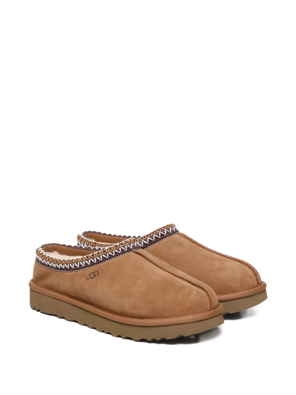 UGG braided-trim suede slippers Brown