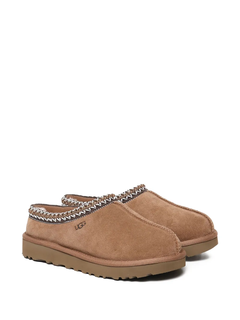 UGG braided-trim suede slippers Brown