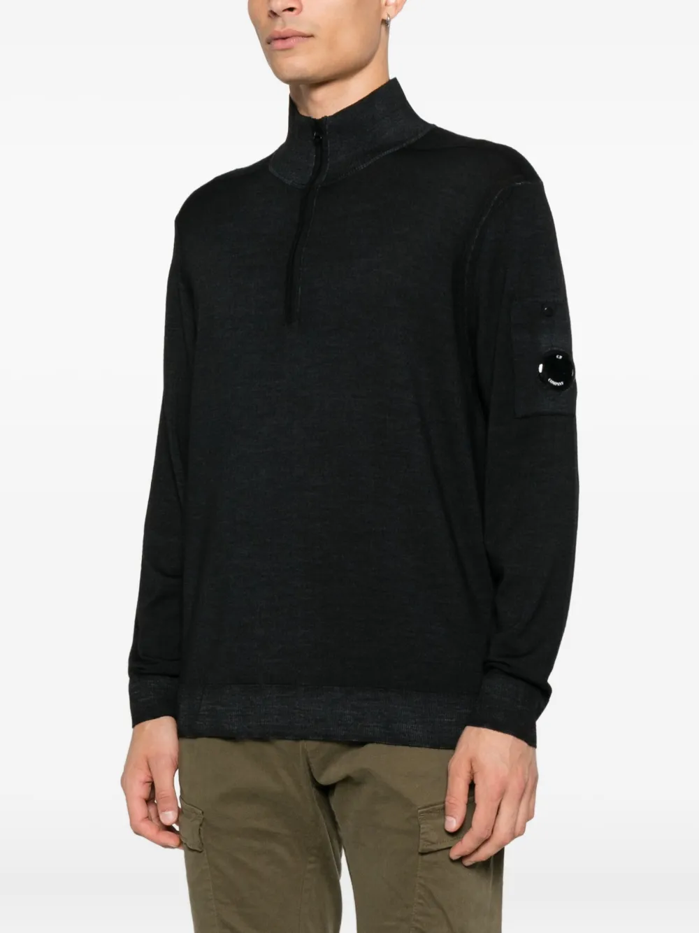 C.P. Company half-zip lens-pocket sweater Zwart