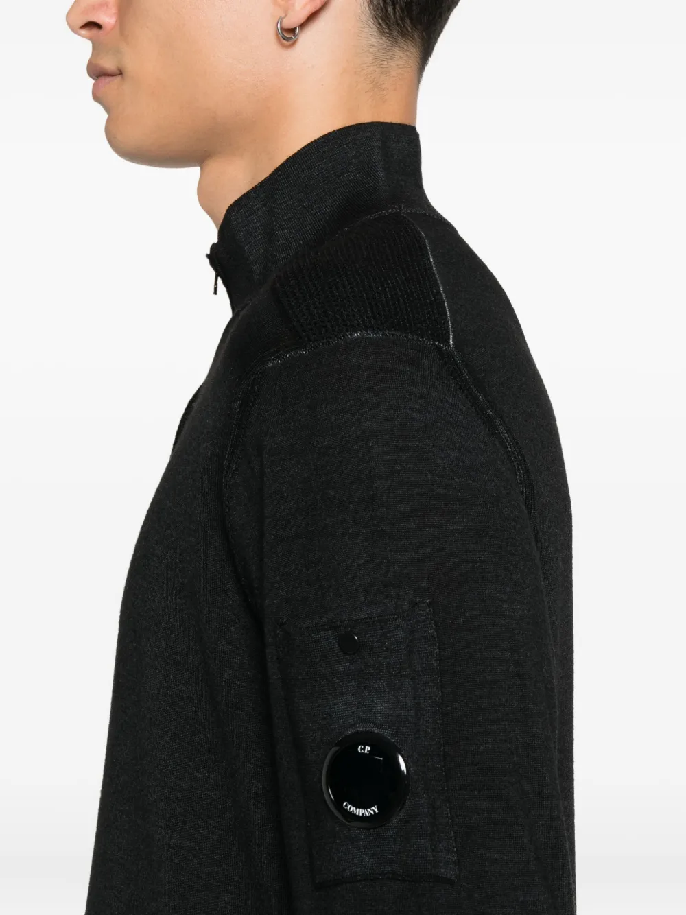 C.P. Company half-zip lens-pocket sweater Zwart