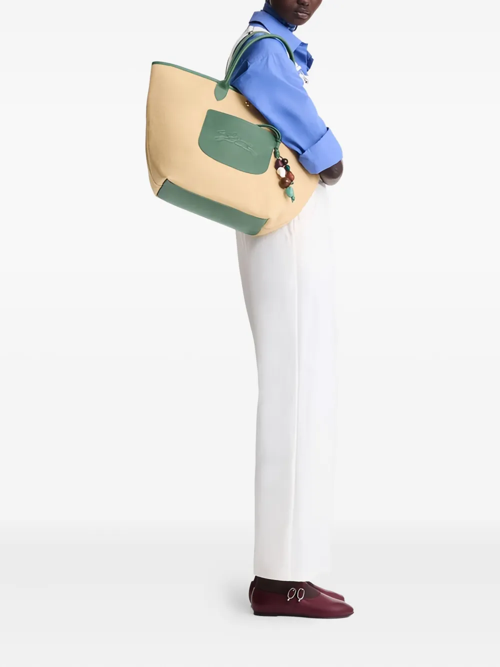 Longchamp Le Pliage woven shoulder bag - Beige