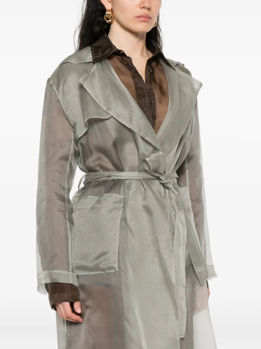Antonelli belted sheer trench coat Grijs