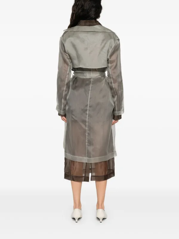 Antonelli Belted Sheer Trench Coat | Grey | FARFETCH