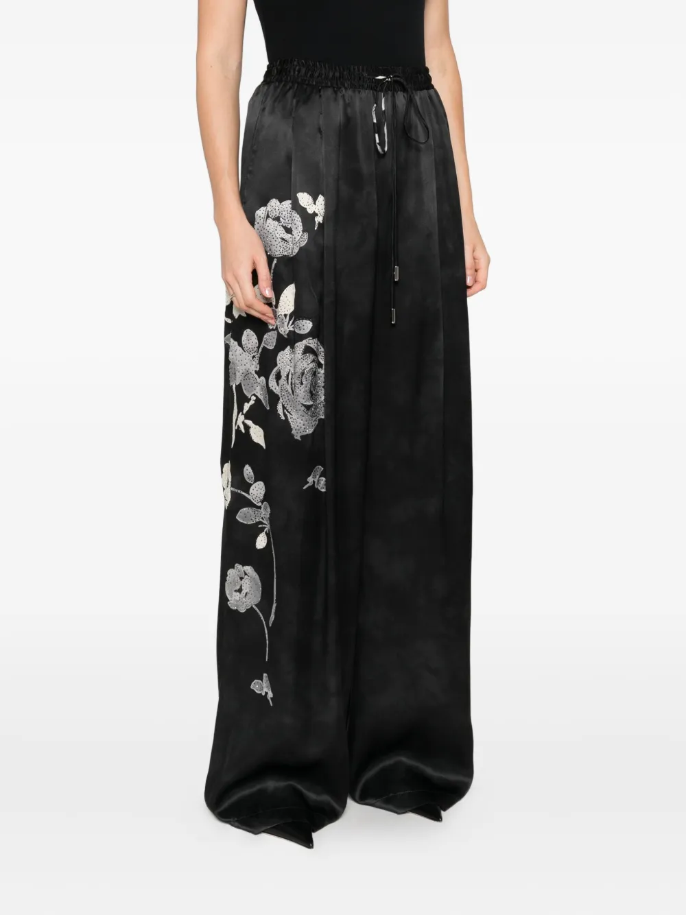 Ermanno Scervino floral-print drawstring-waist trousers Zwart