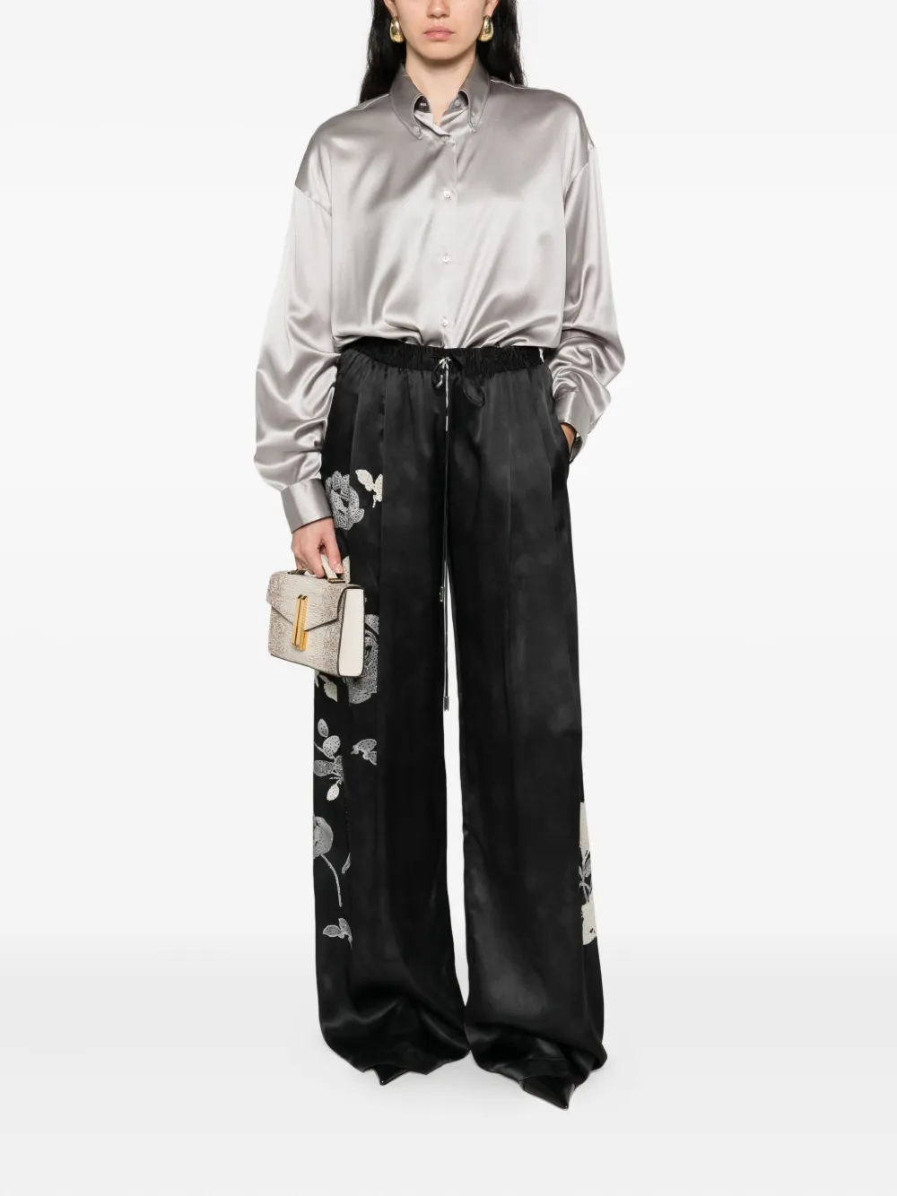 Ermanno Scervino floral-print drawstring-waist trousers Zwart