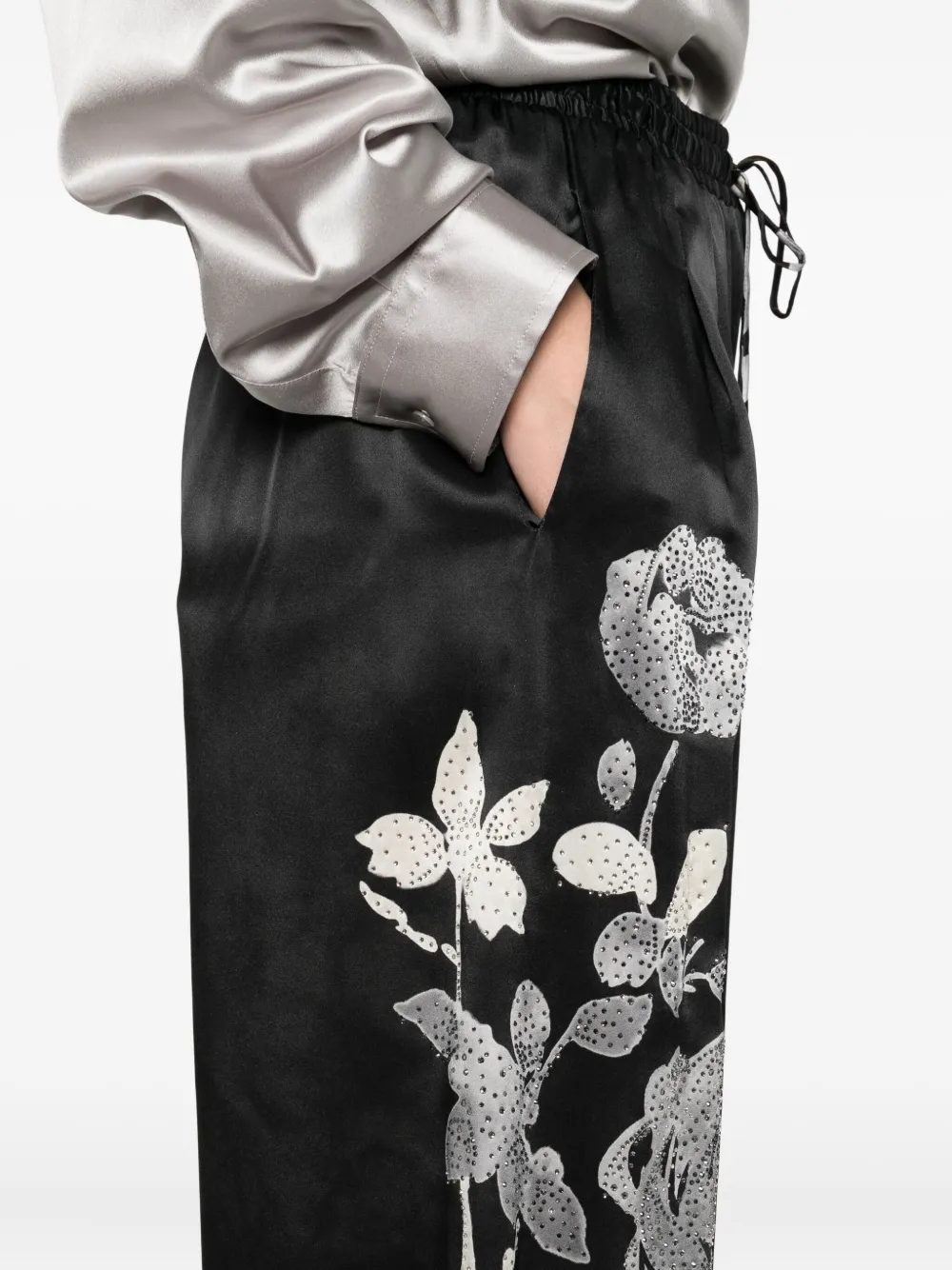 Ermanno Scervino floral-print drawstring-waist trousers Zwart