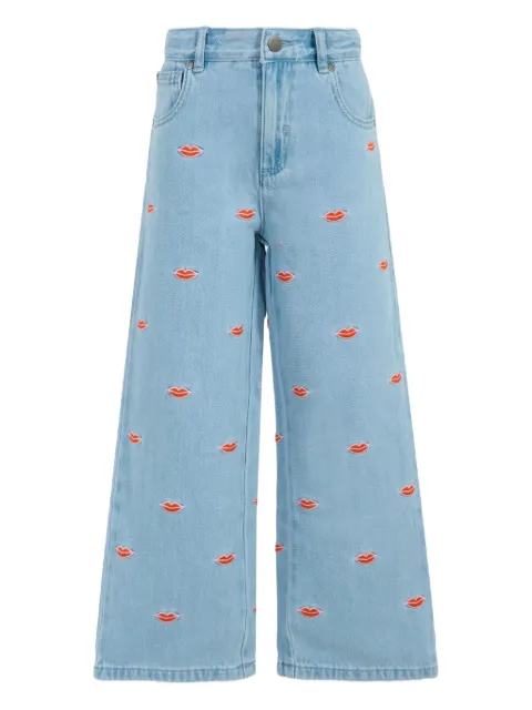 Stella McCartney Kids Calça jeans com bordado de lábios