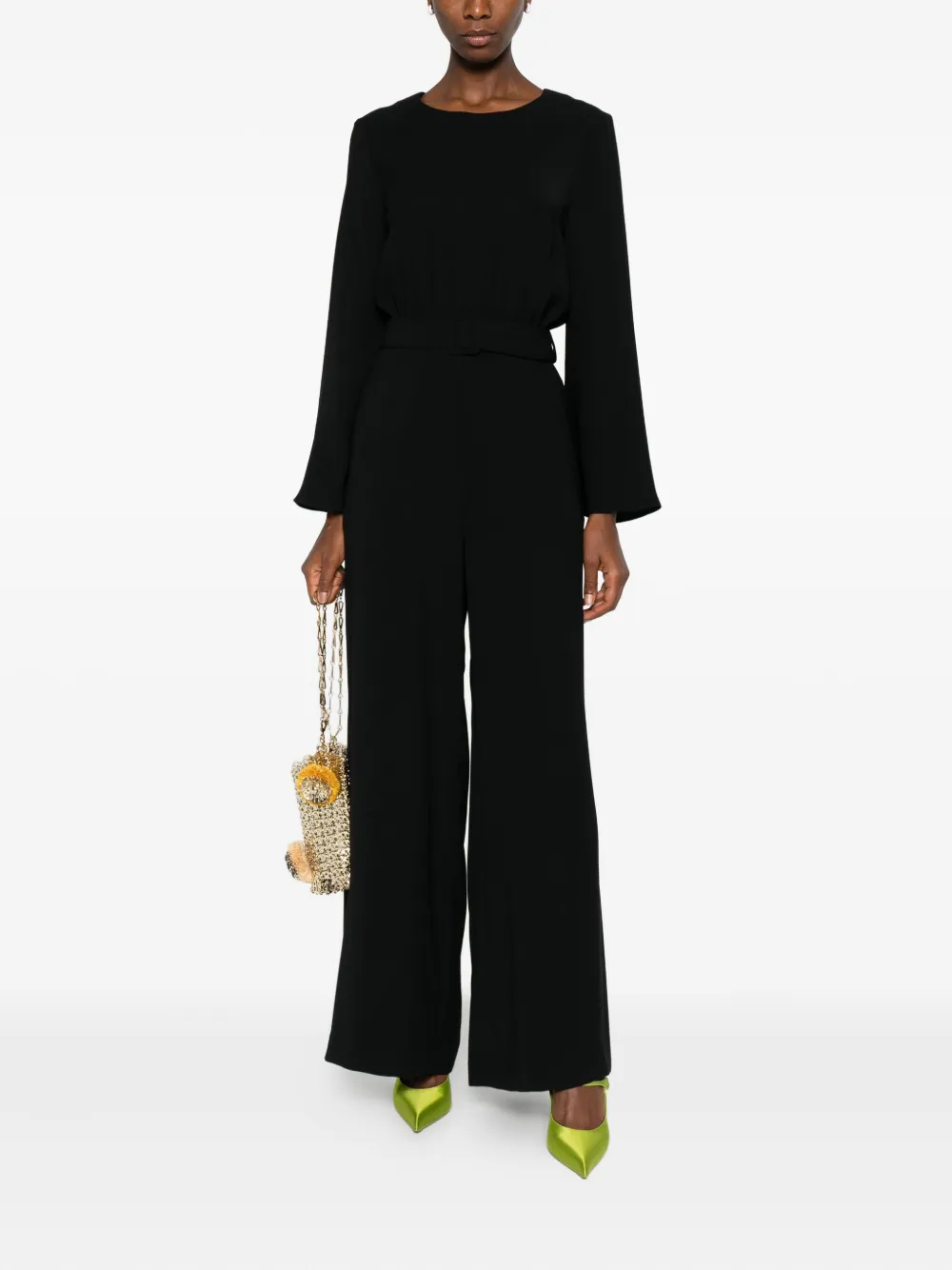 P.A.R.O.S.H. belted wide-leg jumpsuit - Zwart