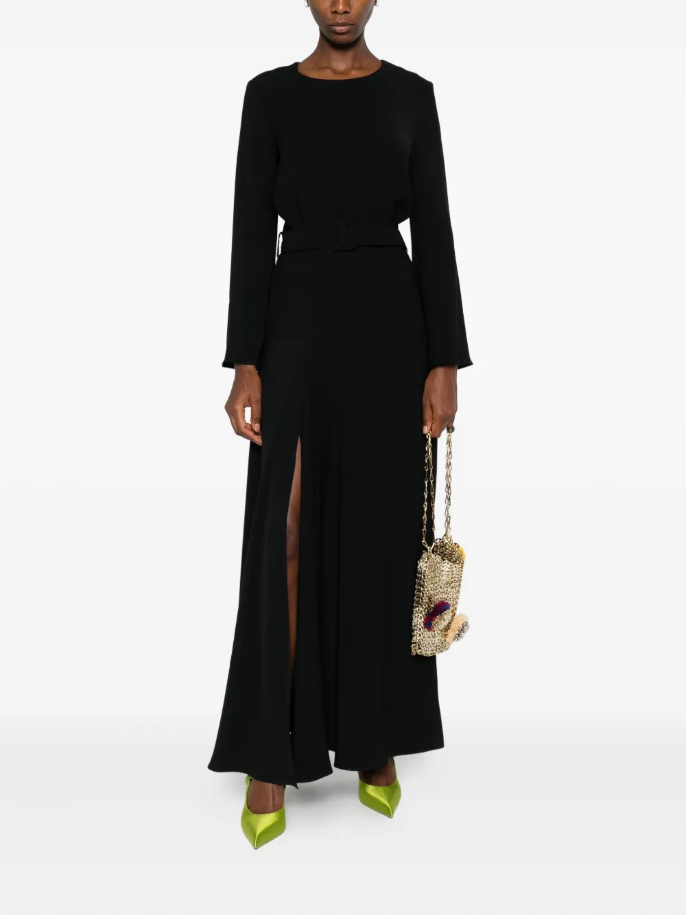 P.A.R.O.S.H. belted flared dress - Zwart