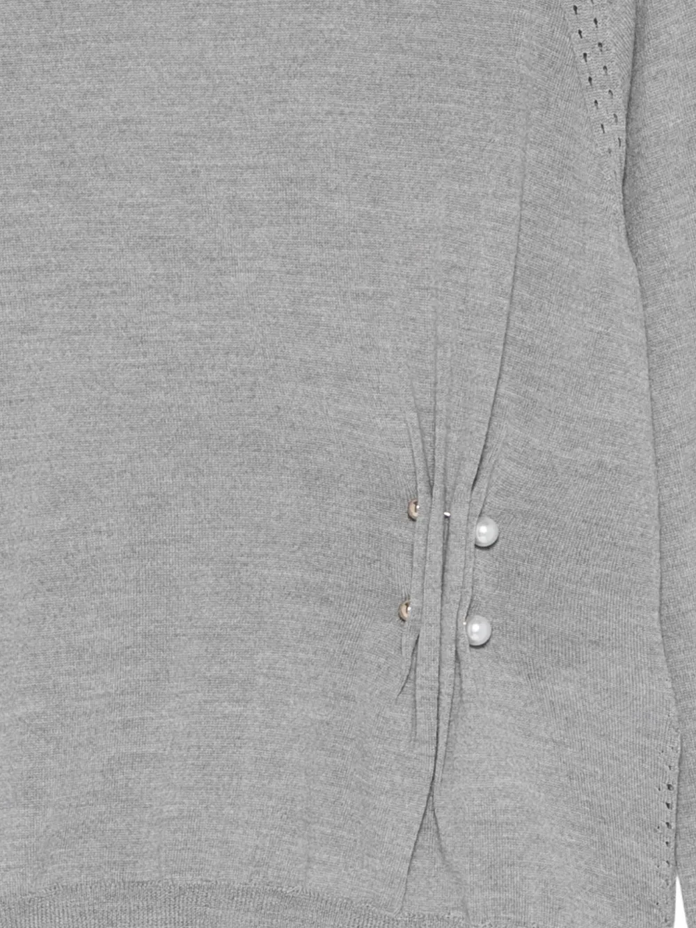Liu •jo Pearl-embellished Sweater In Gray