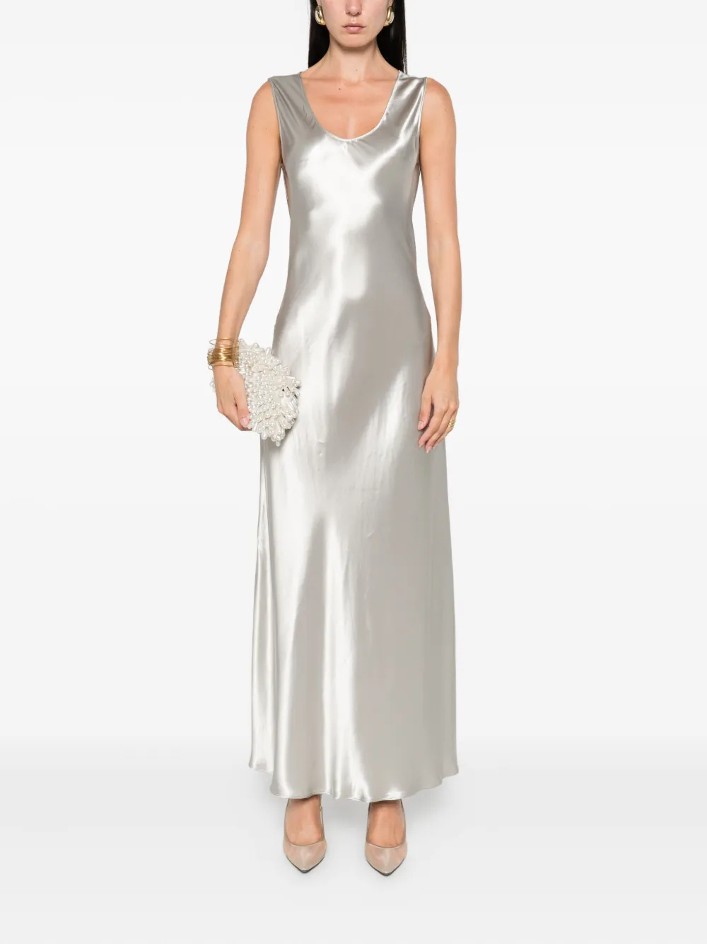 Alberta Ferretti V-neck slip dress Zilver