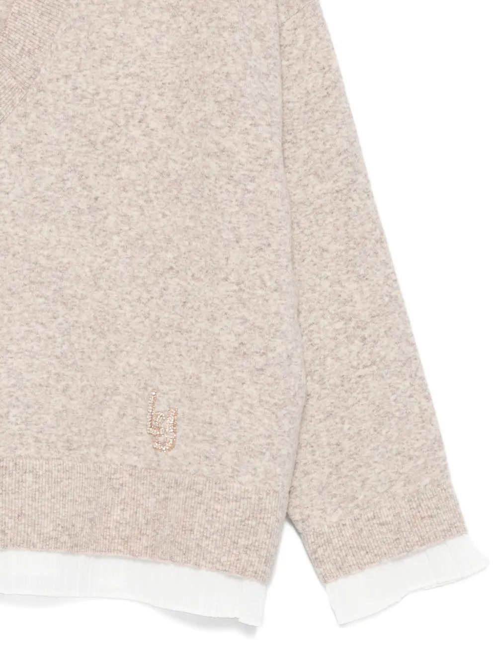 Liu •jo V-neck Logo Sweater In Neutral