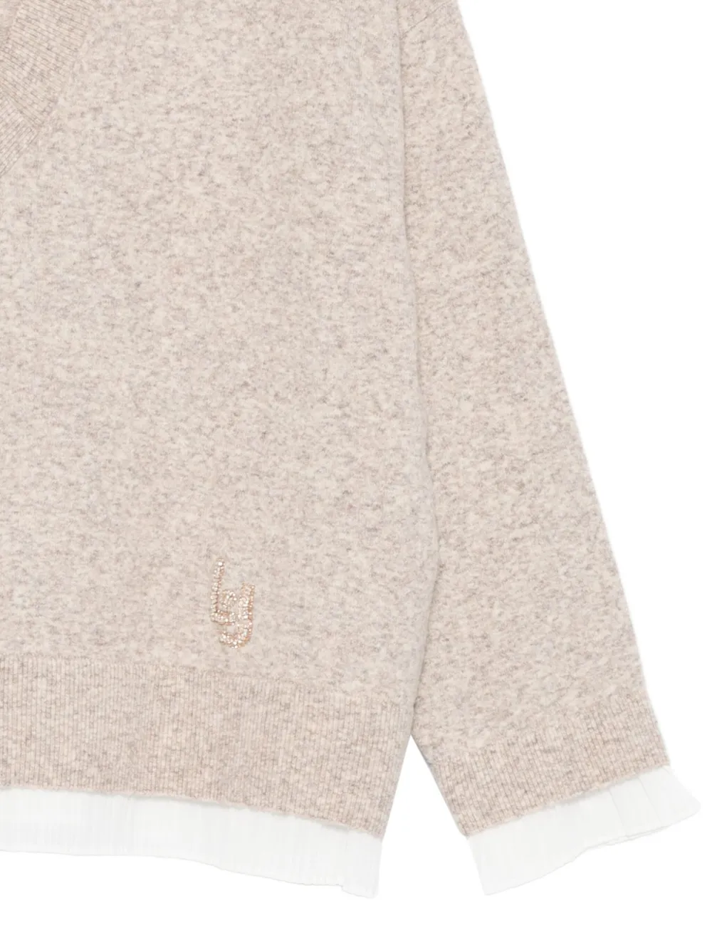 LIU JO Trui met V-hals en logo Beige