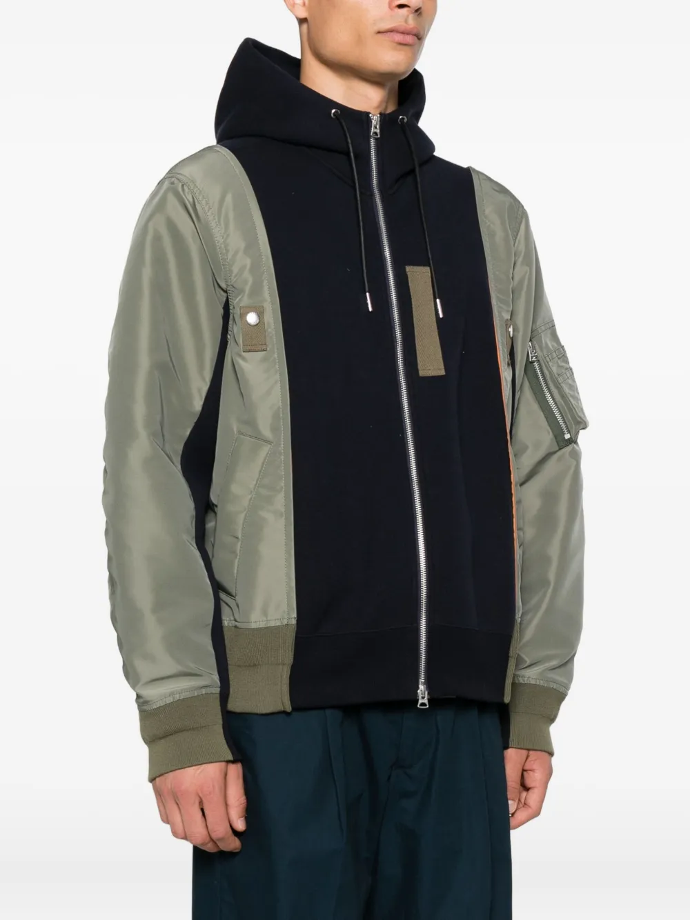 sacai Jack met capuchon en vlakken Groen