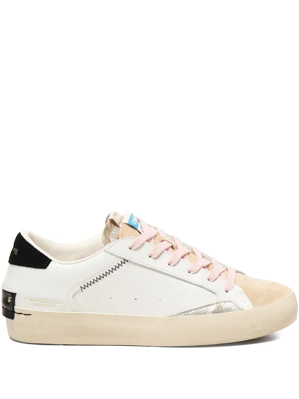 Crime London leather-panelled stitching sneakers White