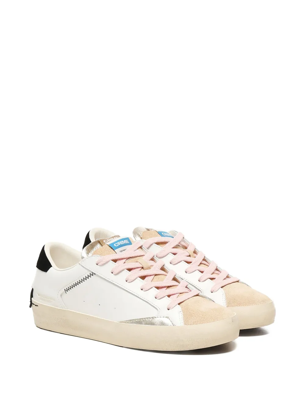 Crime London leather-panelled stitching sneakers White